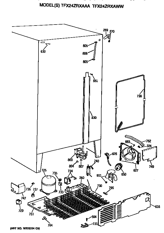 GE TFX24ZRXAAA unit diagram