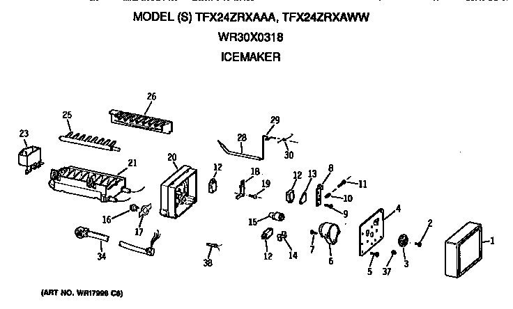 GE TFX24ZRXAAA icemaker diagram