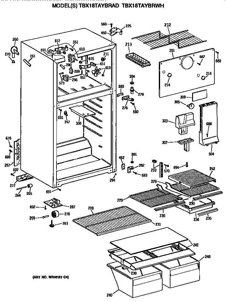 GE TBX18TAYBRWH cabinet diagram