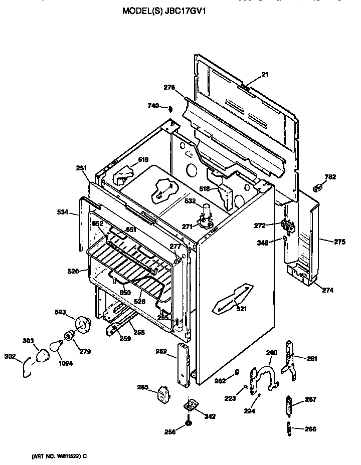 GE JBC17GV1 main body diagram