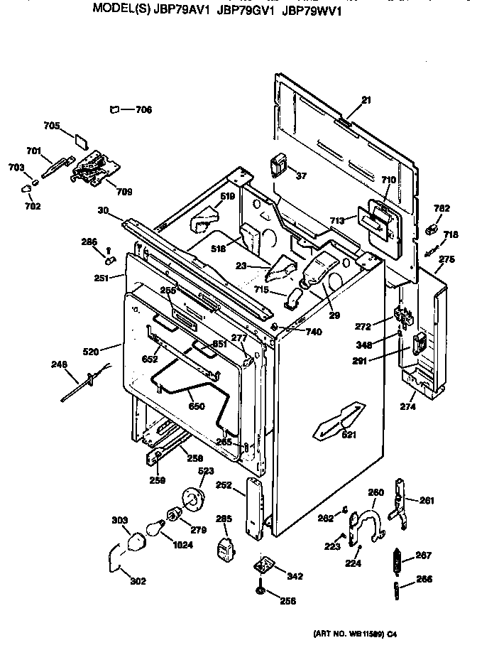 GE JBP79AV1 main body diagram