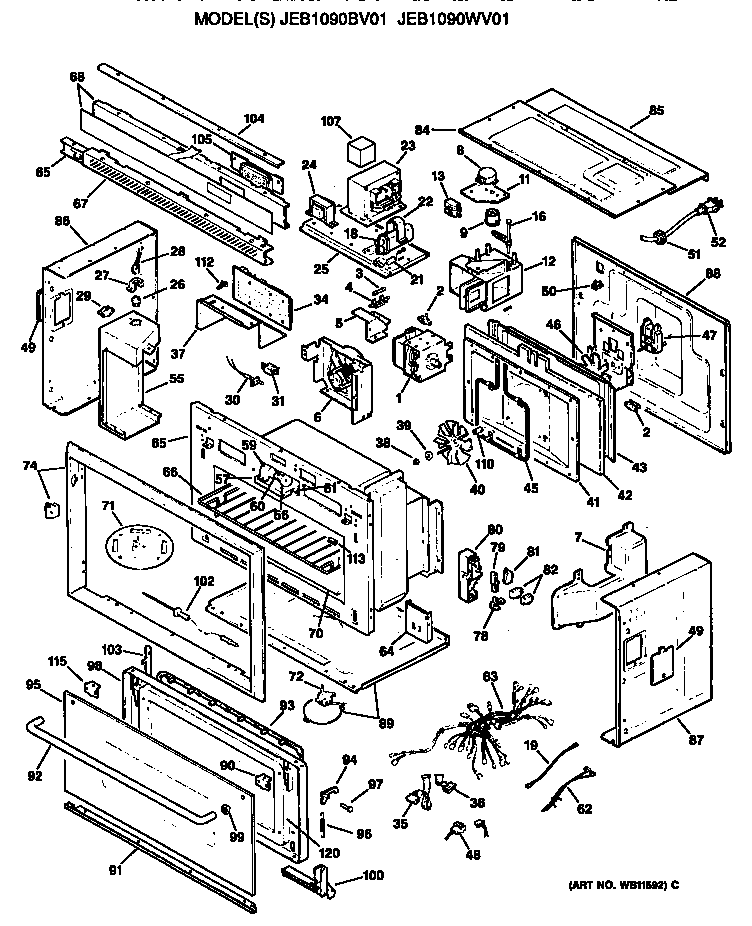 GE JEB1090BV01 microwave parts diagram