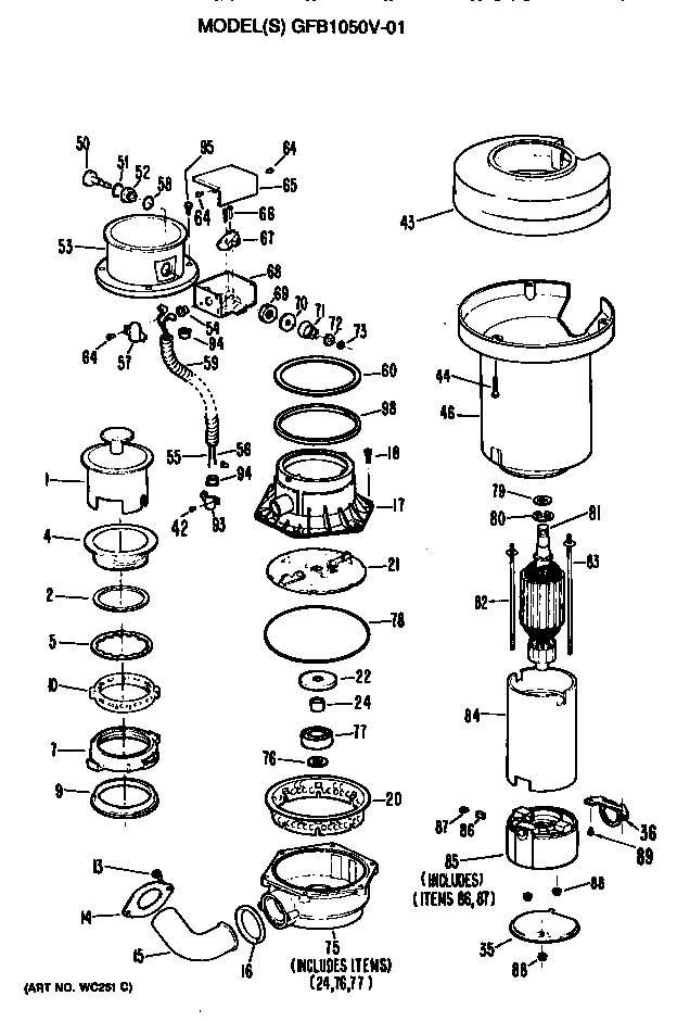 GE GFB1050V-01 unit parts diagram