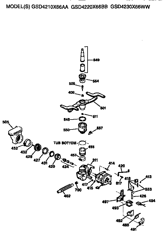 GE GSD4210X66AA motor/pump diagram