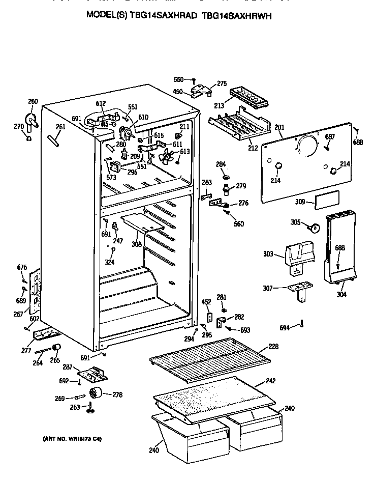 GE TBG14SAXHRWH cabinet diagram