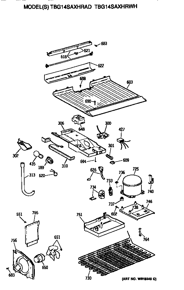GE TBG14SAXHRWH unit diagram
