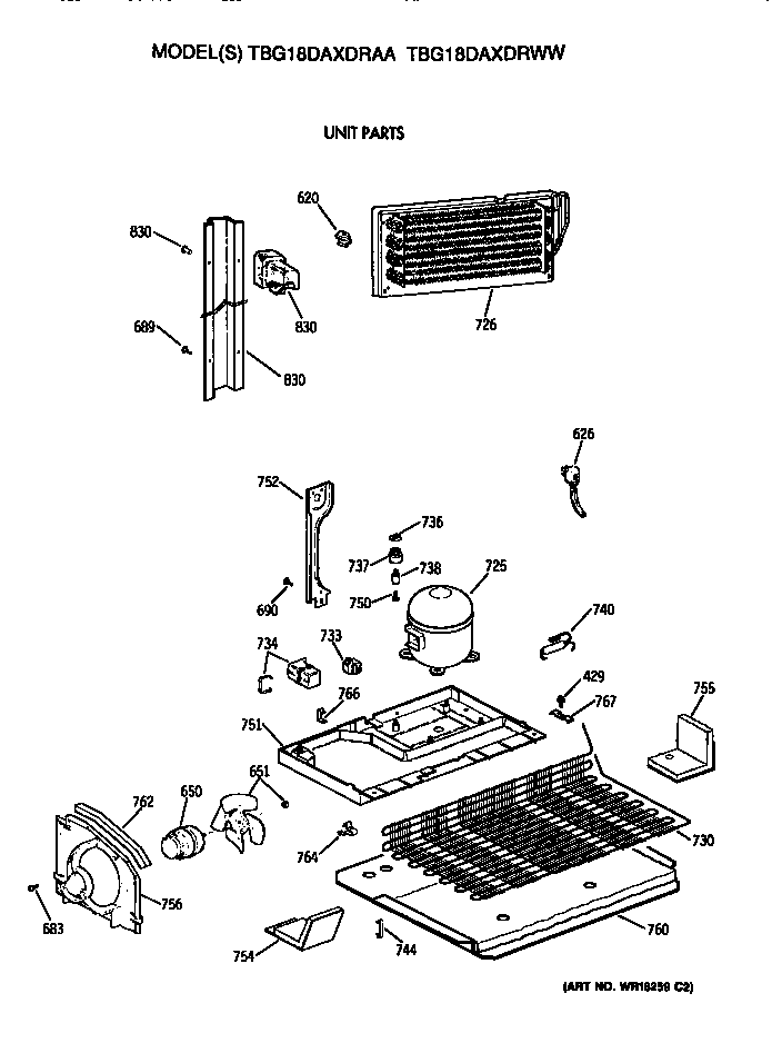 GE TBG18DAXDRWW unit diagram