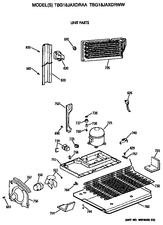 GE TBG18JAXDRWW unit diagram
