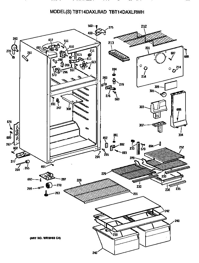 GE TBT14DAXLRAD cabinet diagram