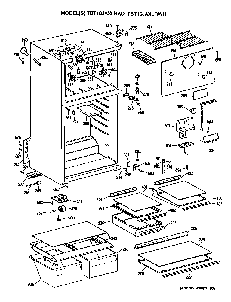 GE TBT16JAXLRAD cabinet diagram