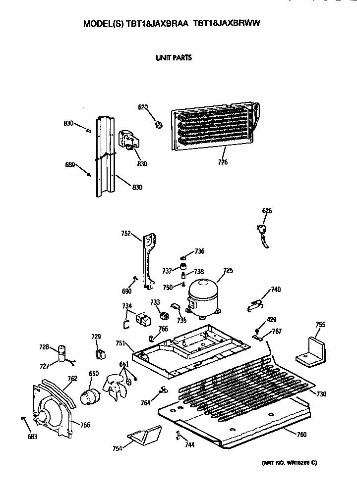 GE TBT18JAXBRWW unit diagram
