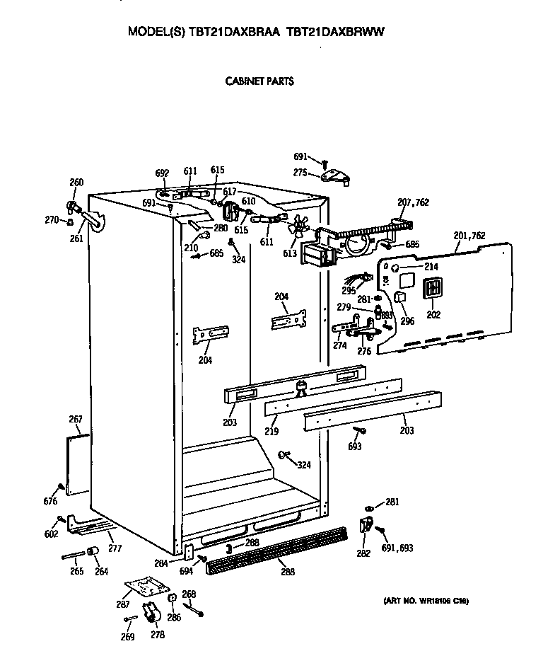 GE TBT21DAXBRAA cabinet diagram