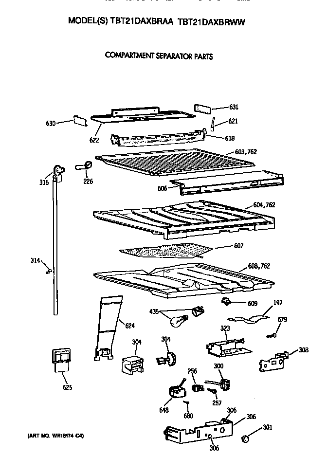 GE TBT21DAXBRAA compartment separator diagram