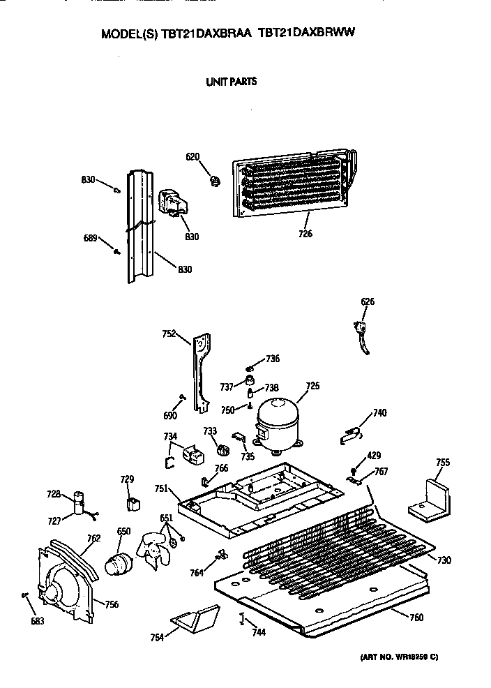 GE TBT21DAXBRAA unit diagram