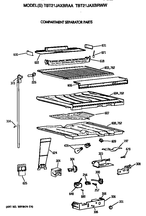 GE TBT21JAXBRAA compartment separator diagram