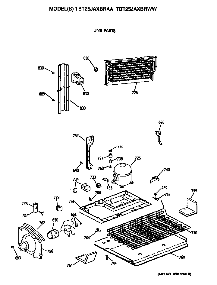 GE TBT25JAXBRWW unit diagram