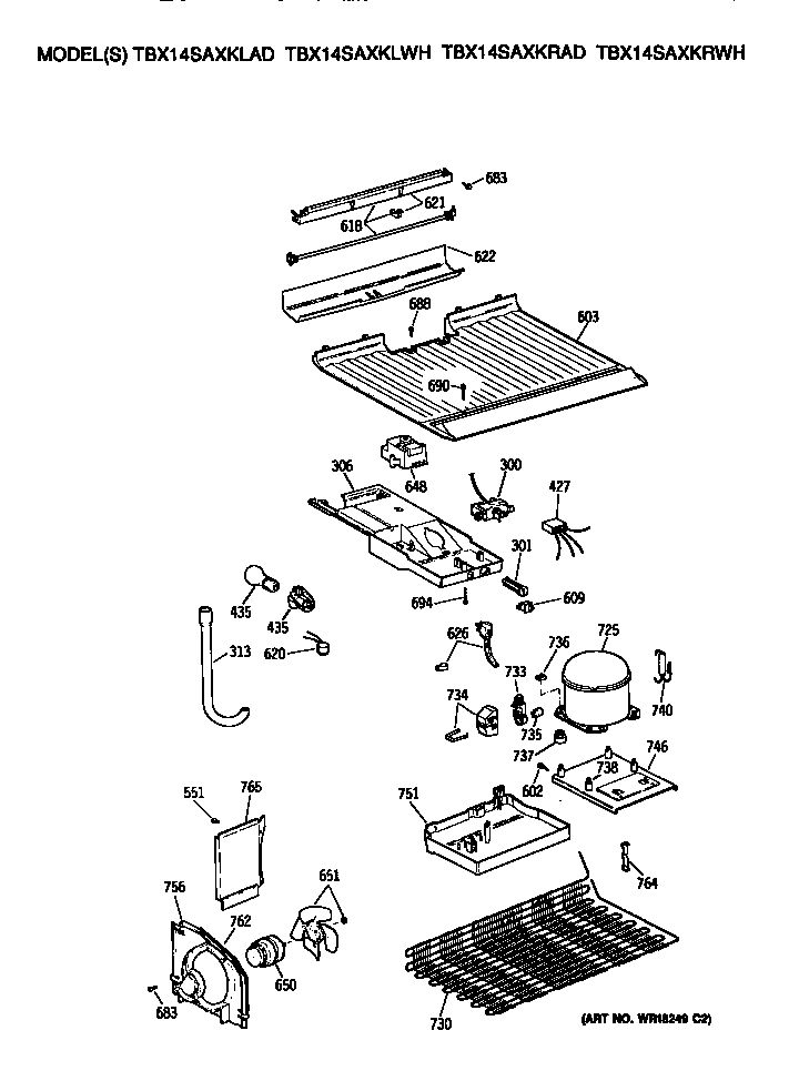 GE TBX14SAXKLWH unit diagram