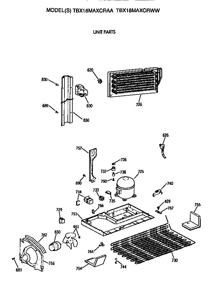 GE TBX18MAXCRAA unit diagram
