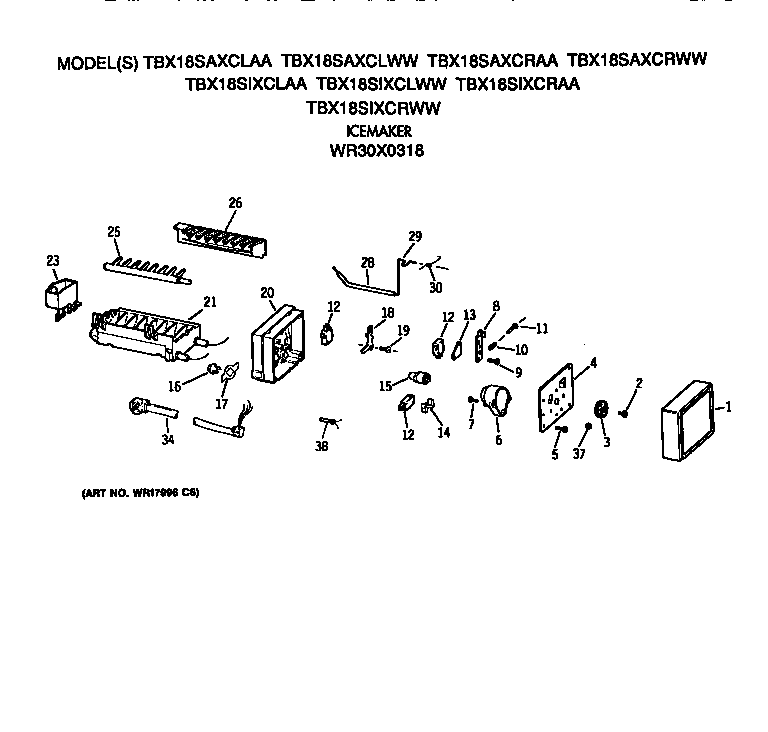 GE TBX18SAXCLAA icemaker diagram