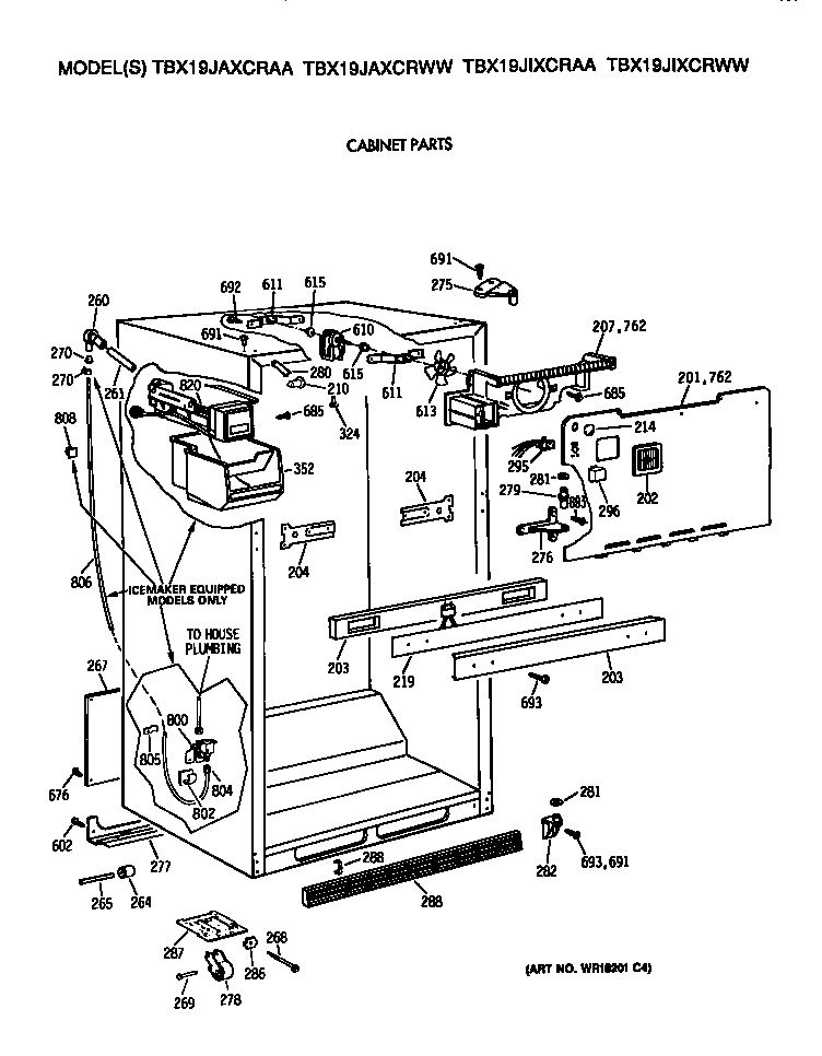 GE TBX19JIXCRWW cabinet diagram