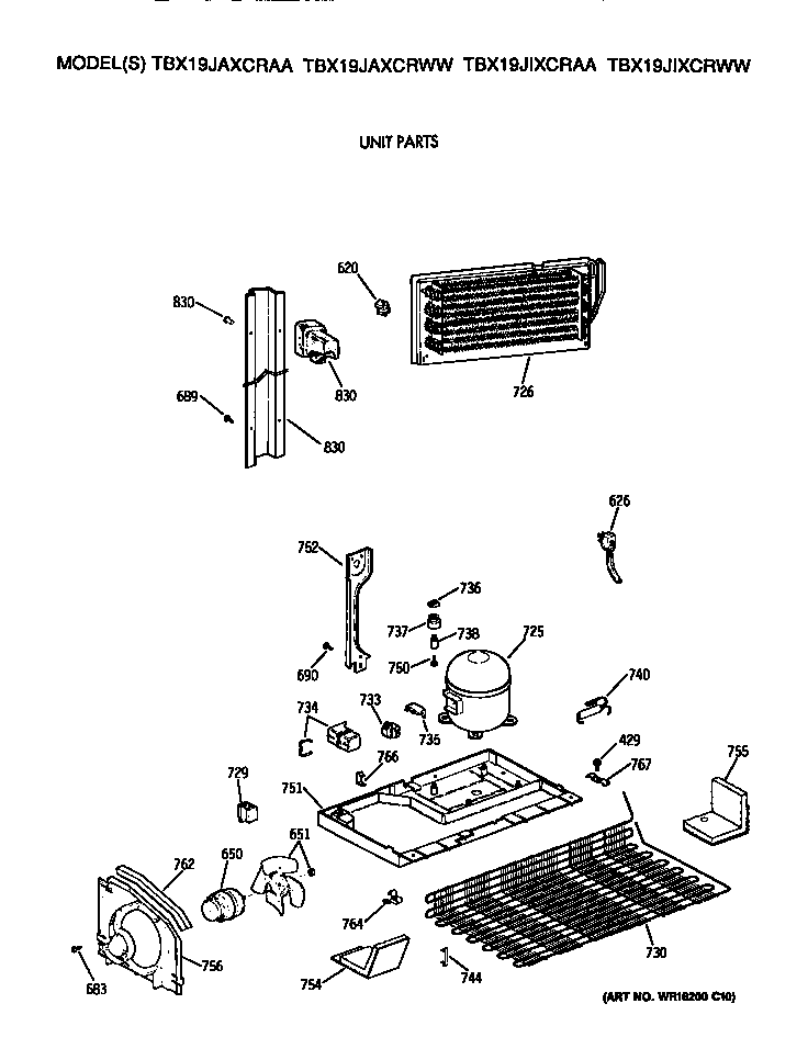 GE TBX19JIXCRWW unit diagram