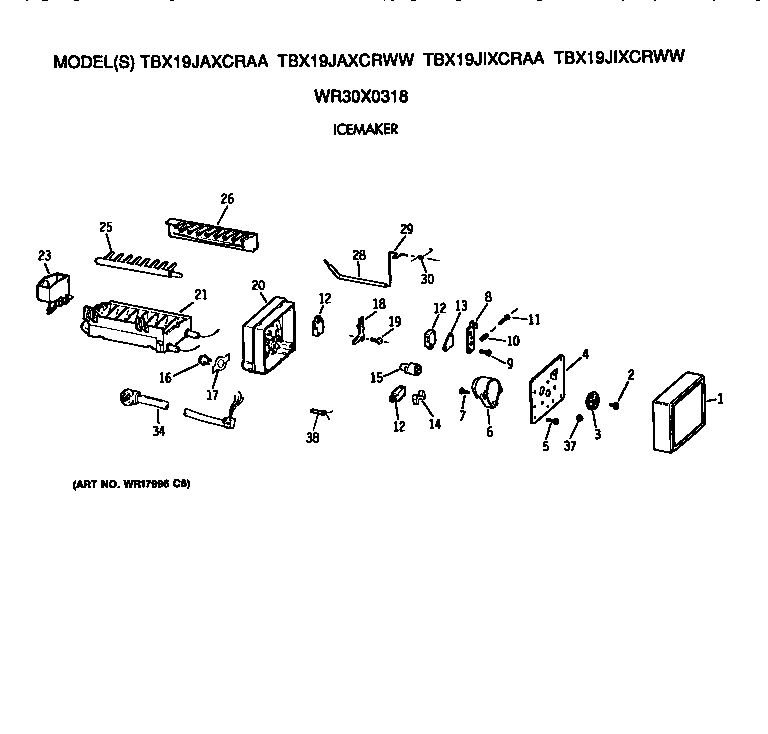 GE TBX19JIXCRWW icemaker diagram