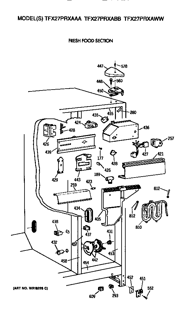 GE TFX27PRXAAA fresh food section diagram