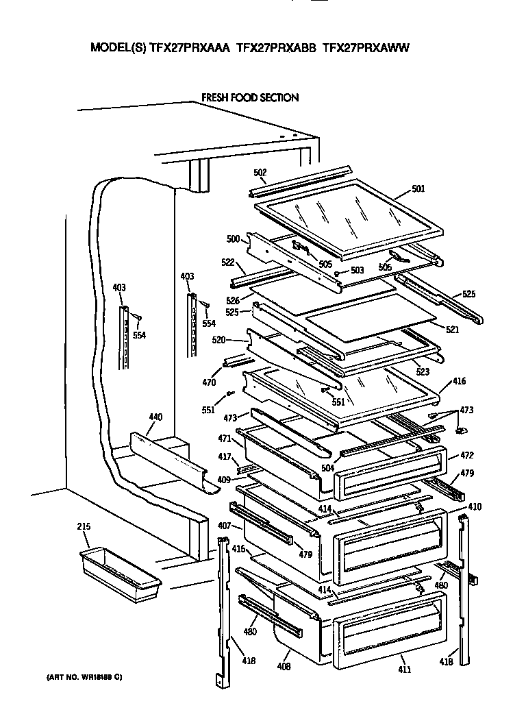 GE TFX27PRXAAA shelves diagram