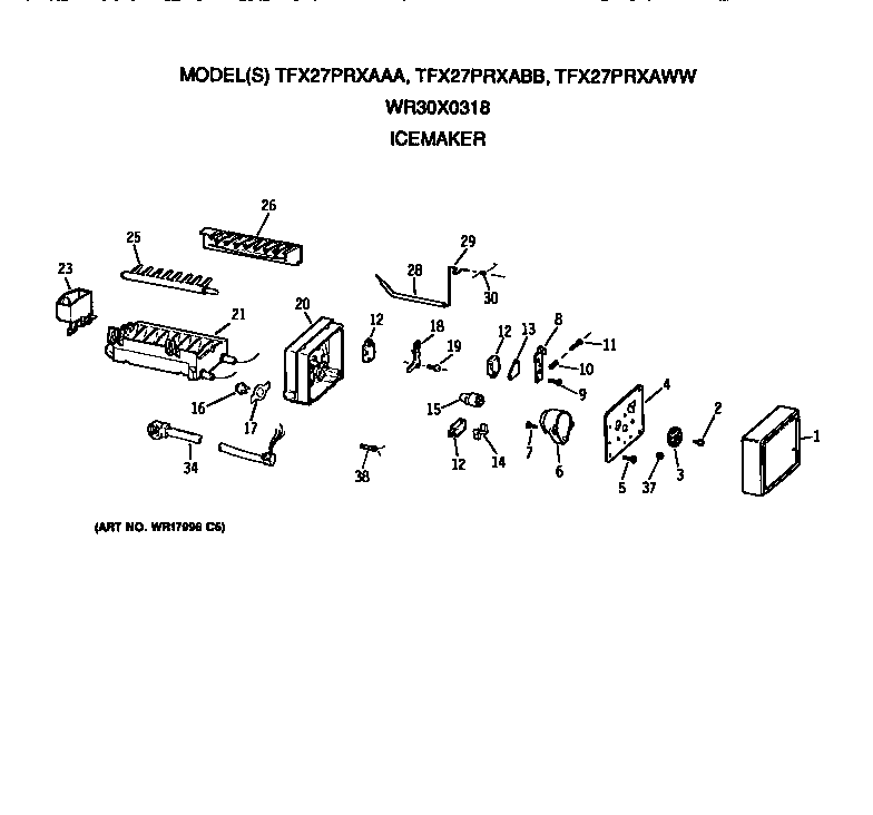 GE TFX27PRXAAA icemaker diagram