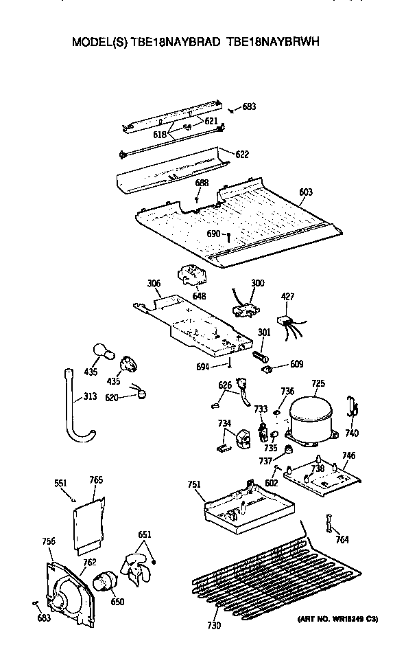 GE TBE18NAYBRAD unit diagram