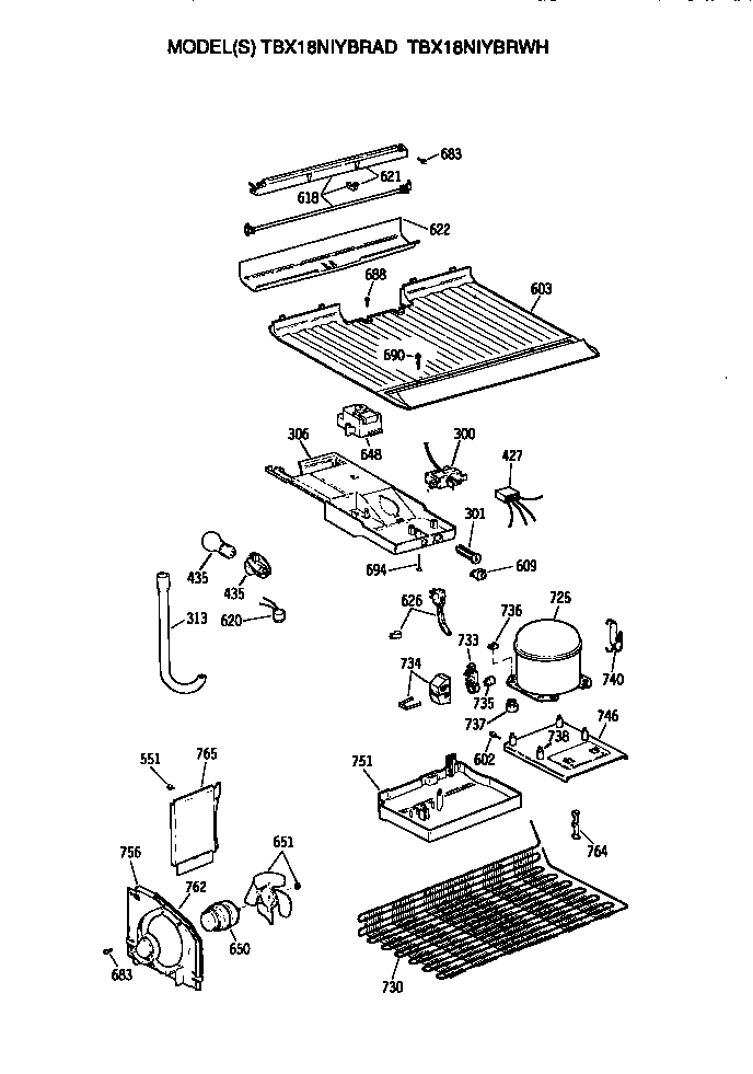 GE TBX18NIYBRAD unit diagram