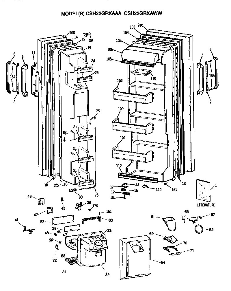Hotpoint CSH22GRXAWW doors diagram