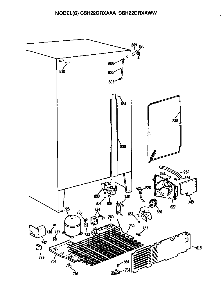 Hotpoint CSH22GRXAWW unit diagram