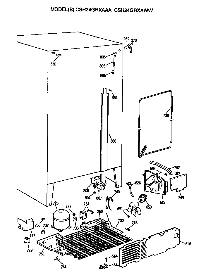 Hotpoint CSH24GRXAWW unit diagram