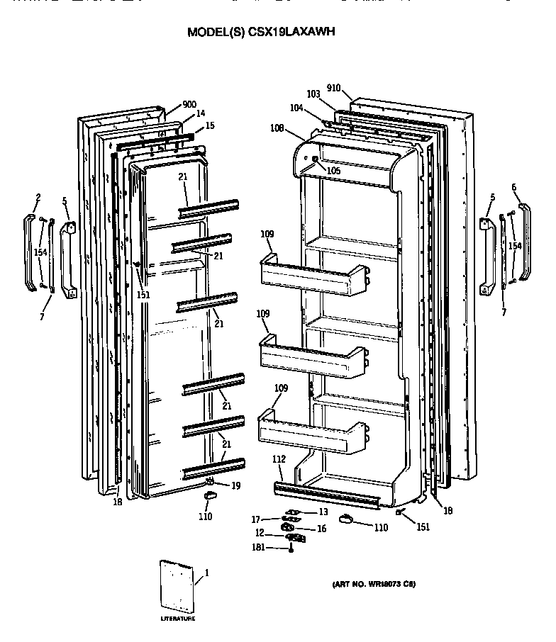 Hotpoint CSX19LAXAWH doors diagram