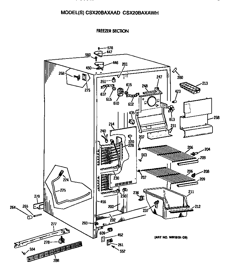 Hotpoint CSX20BAXAAD freezer section diagram