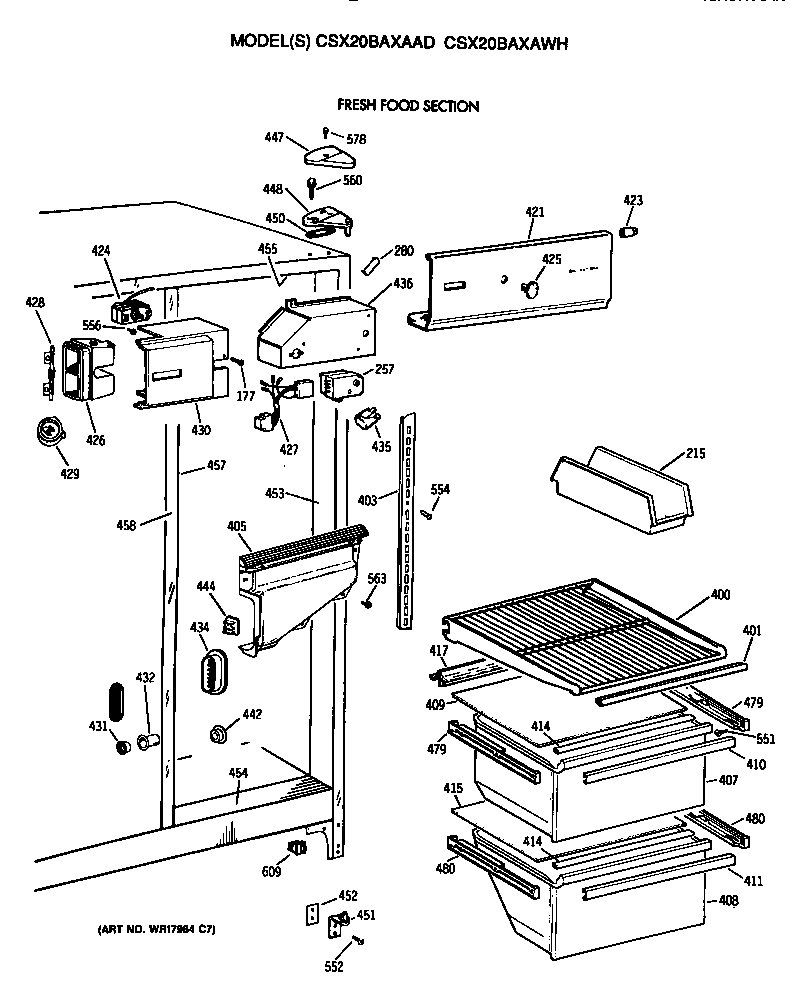 Hotpoint CSX20BAXAAD fresh food section diagram