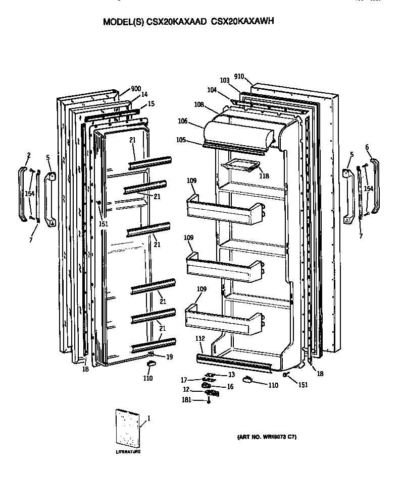 Hotpoint CSX20KAXAWH doors diagram