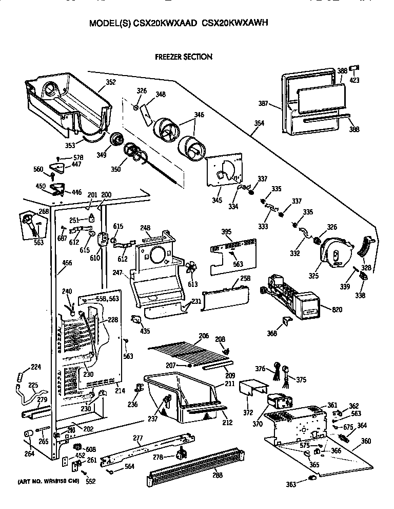 Hotpoint CSX20KWXAWH freezer section diagram