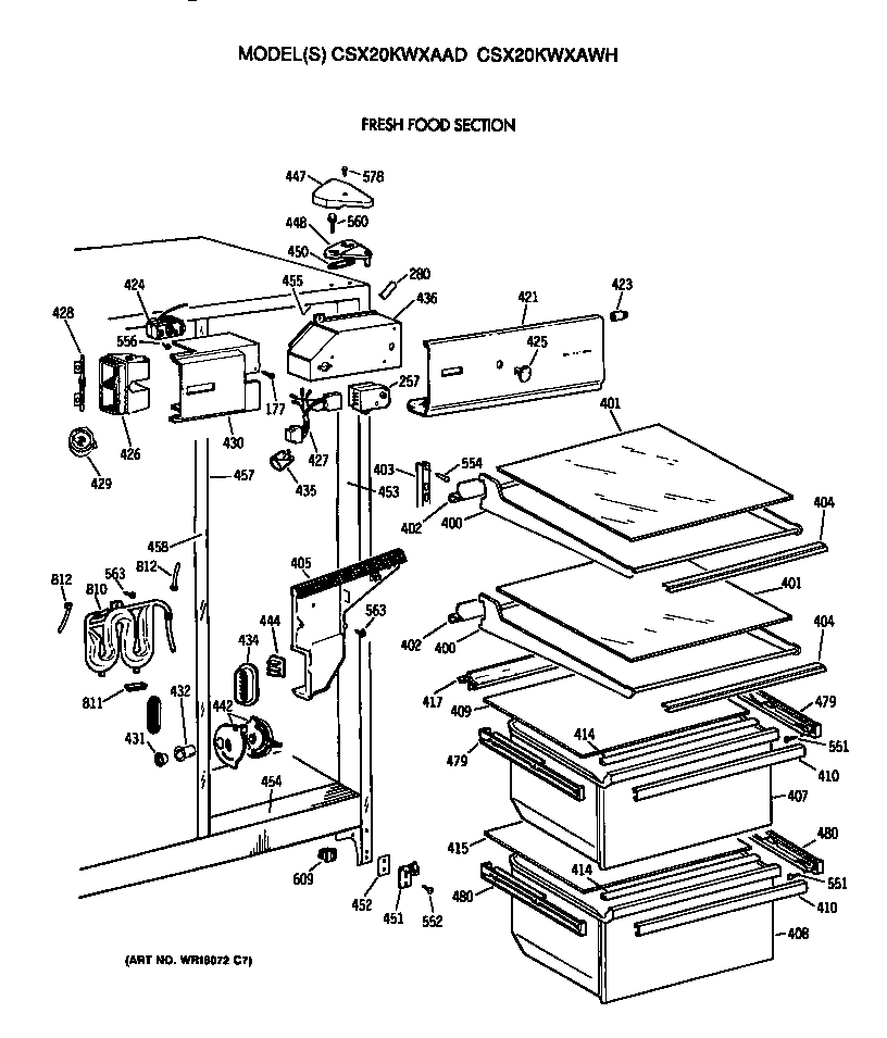 Hotpoint CSX20KWXAWH fresh food section diagram