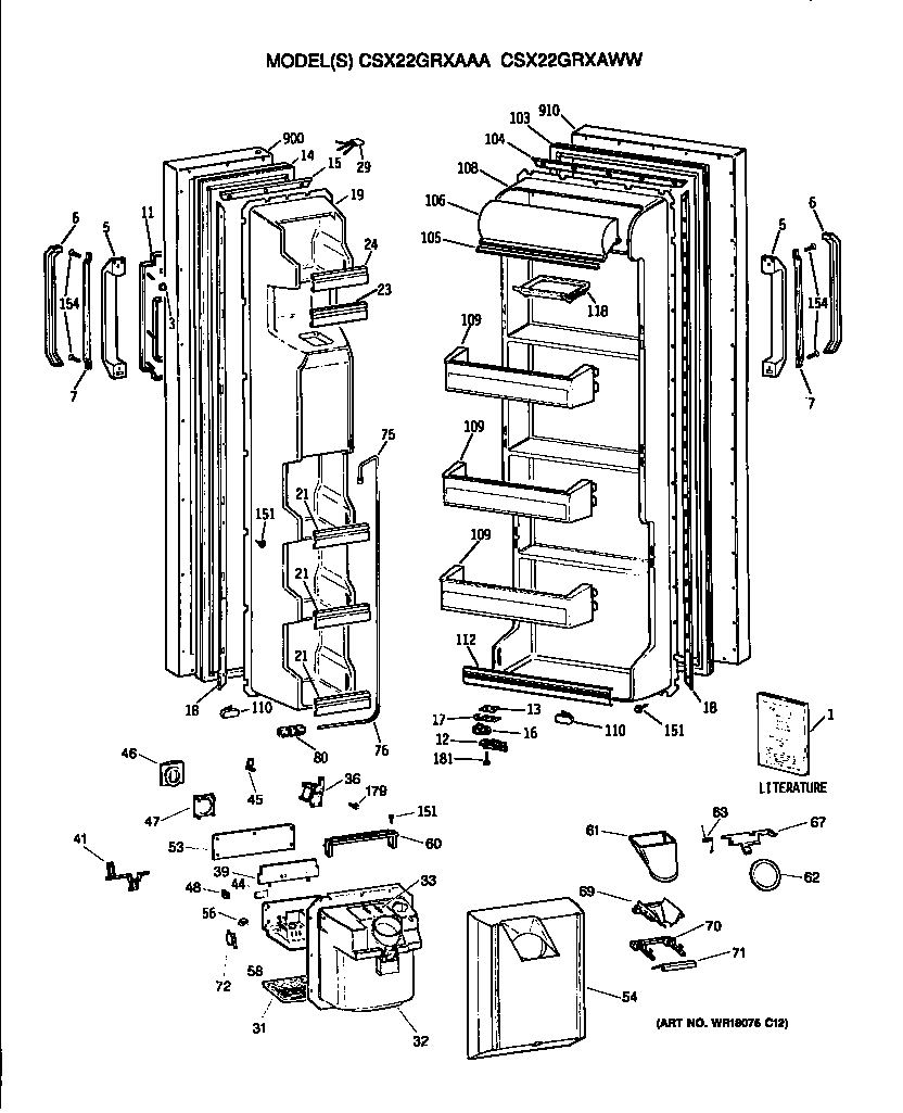 Hotpoint CSX22GRXAWW doors diagram