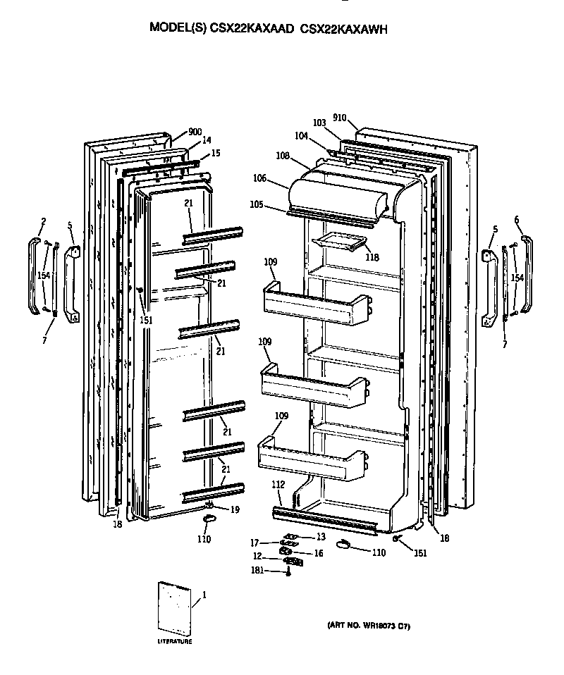 Hotpoint CSX22KAXAAD doors diagram