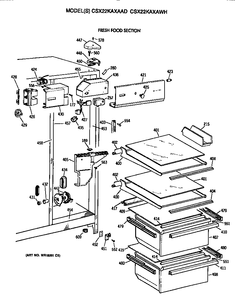 Hotpoint CSX22KAXAAD fresh food section diagram