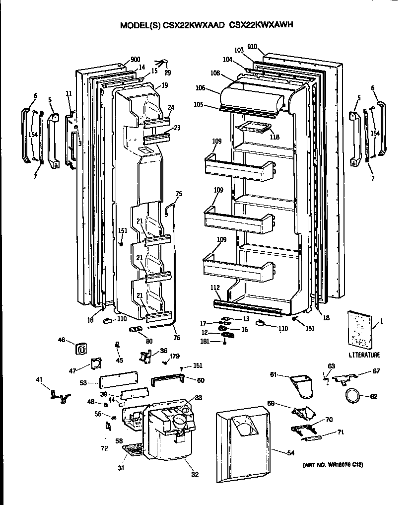 Hotpoint CSX22KWXAWH doors diagram