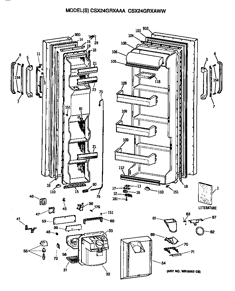 Hotpoint CSX24GRXAAA doors diagram