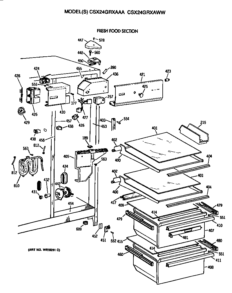 Hotpoint CSX24GRXAAA fresh food section diagram