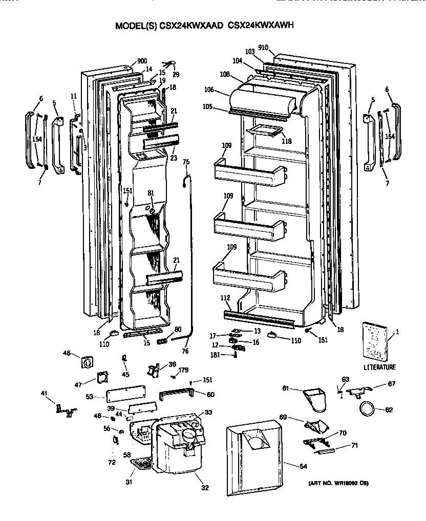 Hotpoint CSX24KWXAWH doors diagram