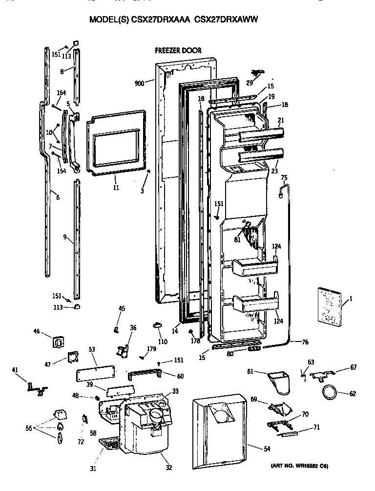 Hotpoint CSX27DRXAAA freezer door diagram