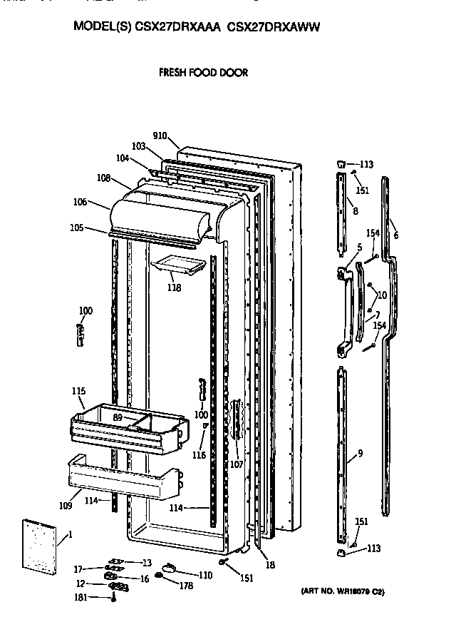Hotpoint CSX27DRXAAA fresh food door diagram