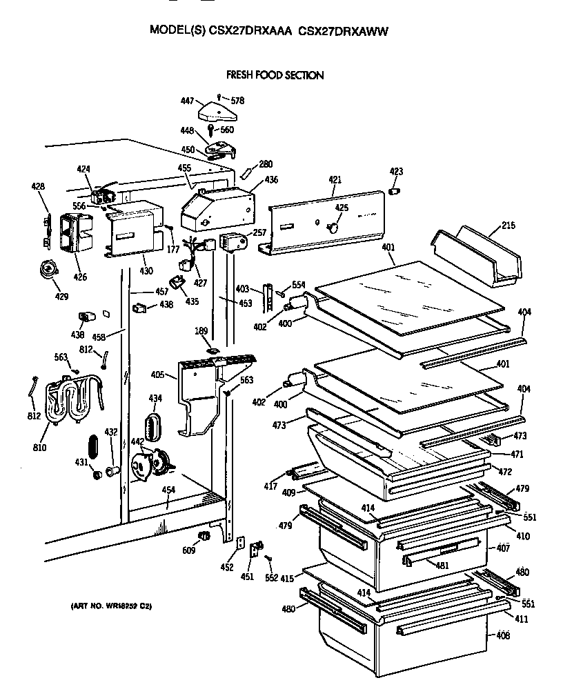 Hotpoint CSX27DRXAAA fresh food section diagram